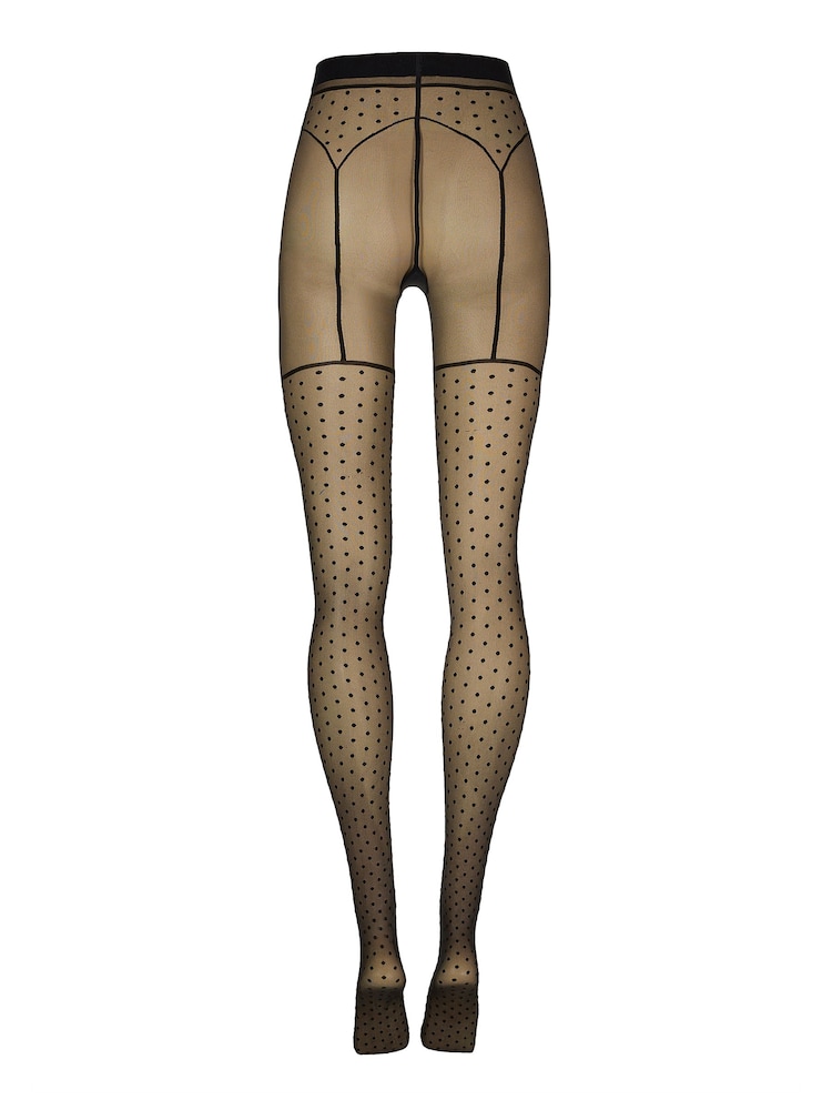 Wolford Black 20 Denier Polka Dot Tights With Garter Belt Effect - Image 6 of 6 Wolford Black 20 Denier Polka Dot Tights With Garter Belt Effect - Image 6 of 6