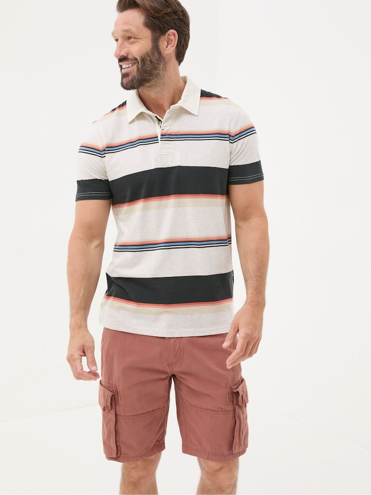 FatFace Grey Stripe Polo Shirt - Image 1 of 5