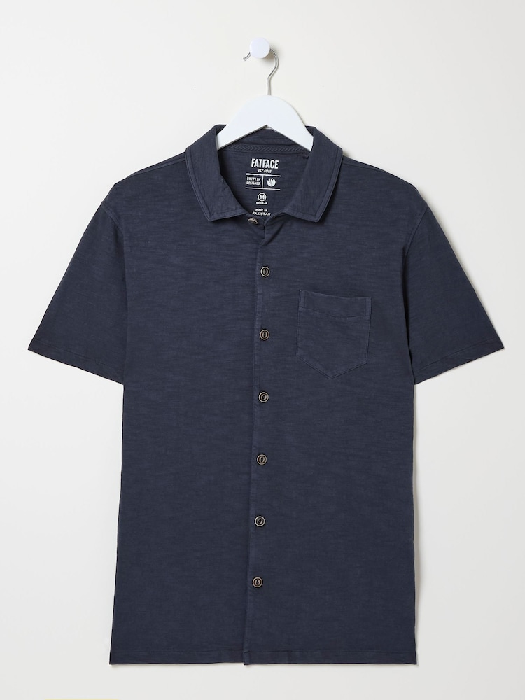 FatFace Truro Navy Blue Jersey Shirt - Image 3 of 3