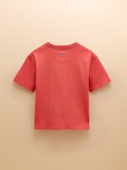 Joules Archie Red Dinosaur Cotton Short Sleeve Applique T-Shirt - Image 2 of 6