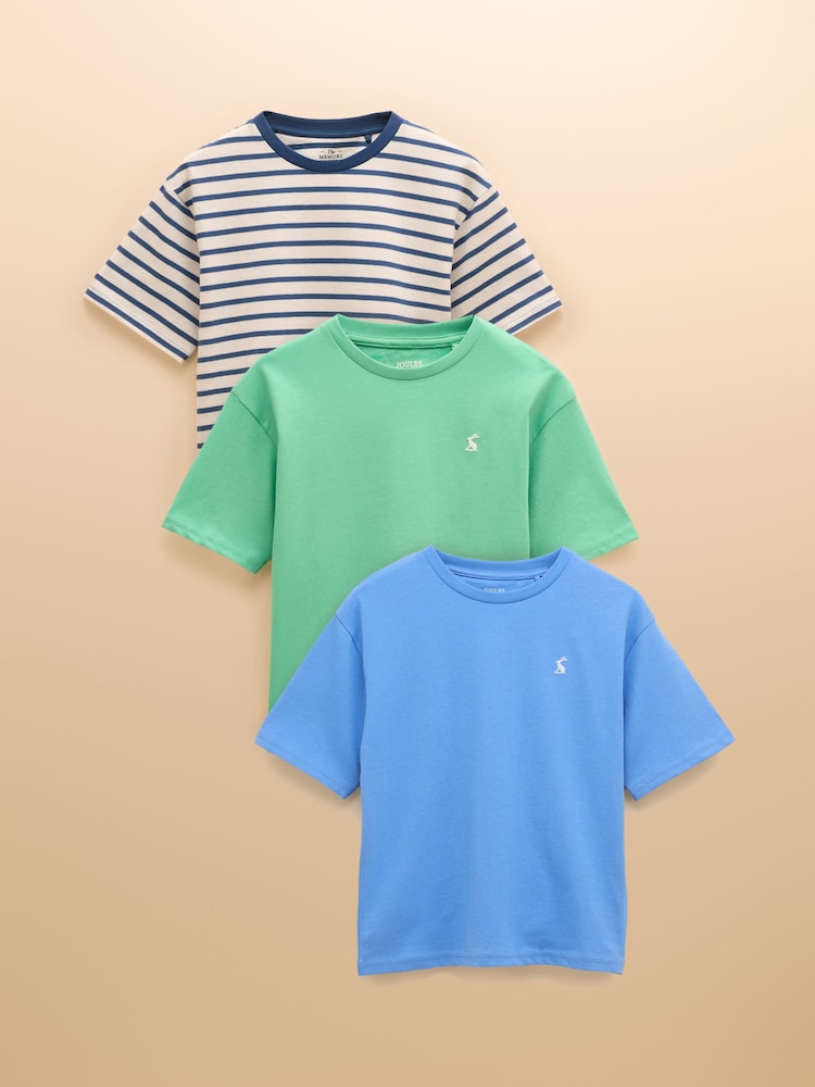 Joules Let's Go Multi Navy Pack of Three T-Shirts - Image 1 of 10