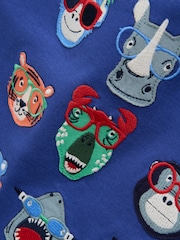 Joules Archie Blue Cotton Short Sleeve Applique T-Shirt - Image 3 of 4