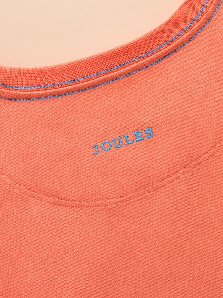 Joules Archie Orange Cotton Short Sleeve Applique T-Shirt - Image 3 of 4