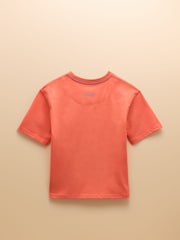Joules Archie Orange Cotton Short Sleeve Applique T-Shirt - Image 4 of 4