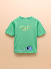 Joules Archie Green Cotton Short Sleeve Applique T-Shirt - Image 2 of 4