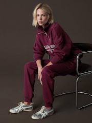 Burgundy Red Relaxed Fit Cuffed Wellness Slogan Graphic Track Joggers - Image 2 of 7