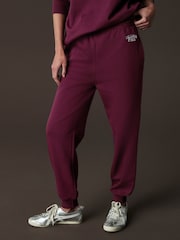 Burgundy Red Relaxed Fit Cuffed Wellness Slogan Graphic Track Joggers - Image 3 of 7