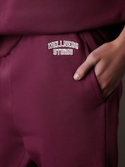 Burgundy Red Relaxed Fit Cuffed Wellness Slogan Graphic Track Joggers - Image 5 of 7