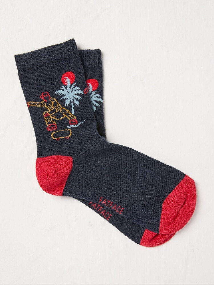 FatFace Navy & Red Skate Kids' Socks 1 Pack - Image 1 of 1 FatFace Navy & Red Skate Kids' Socks 1 Pack - Image 1 of 1