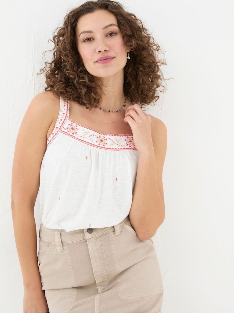 FatFace Cream Embroidered Cami - Image 1 of 5 FatFace Cream Embroidered Cami - Image 1 of 5