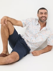 FatFace Blue Linen Flat Front Chino Shorts - Image 3 of 5
