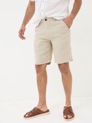 FatFace Stone Linen Flat Front Chino Shorts - Image 1 of 6