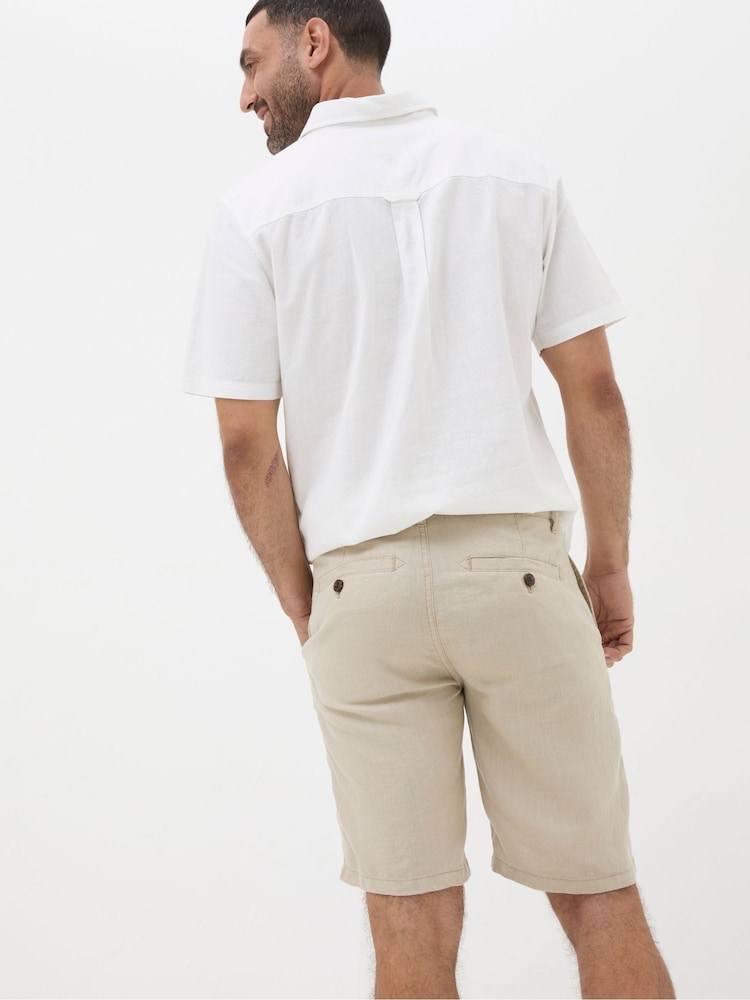 FatFace Stone Linen Flat Front Chino Shorts - Image 2 of 6