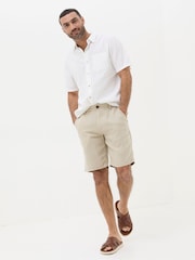 FatFace Stone Linen Flat Front Chino Shorts - Image 3 of 6