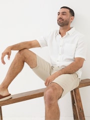 FatFace Stone Linen Flat Front Chino Shorts - Image 4 of 6