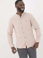 FatFace Pink Long Sleeve Stripe Grandad Shirt - Image 3 of 5