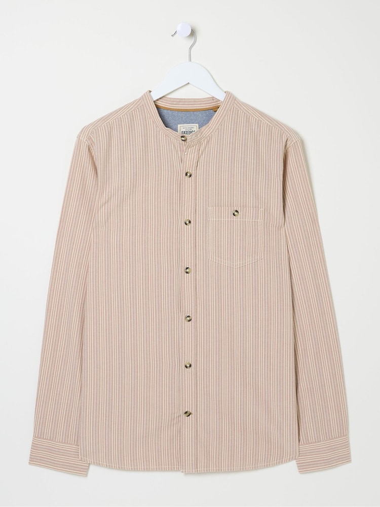 FatFace Pink Long Sleeve Stripe Grandad Shirt - Image 5 of 5
