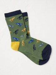 FatFace Khaki Green Dinosaurs Kids' Socks 1 Pack - Image 1 of 1
