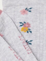 FatFace Grey Floral Kids' Socks 1 Pack - Image 2 of 2