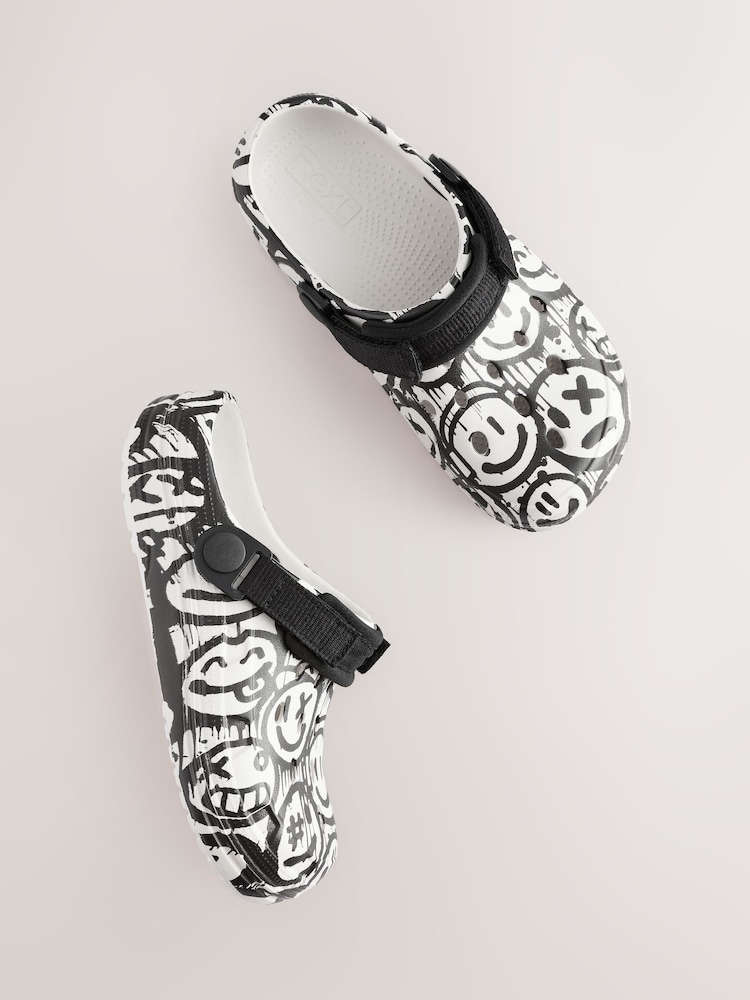 Black & White Happy Face Clogs - Image 6 of 6