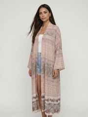 Raffya Pink Misty Floral Print Kimono - Image 1 of 4