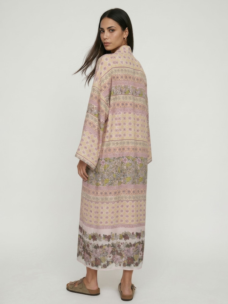 Raffya Pink Misty Floral Print Kimono - Image 2 of 4 Raffya Pink Misty Floral Print Kimono - Image 2 of 4