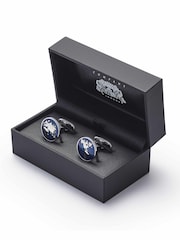 Savile Row Company Rhodium Plated Globe Cufflinks - Imagen 2 de 2