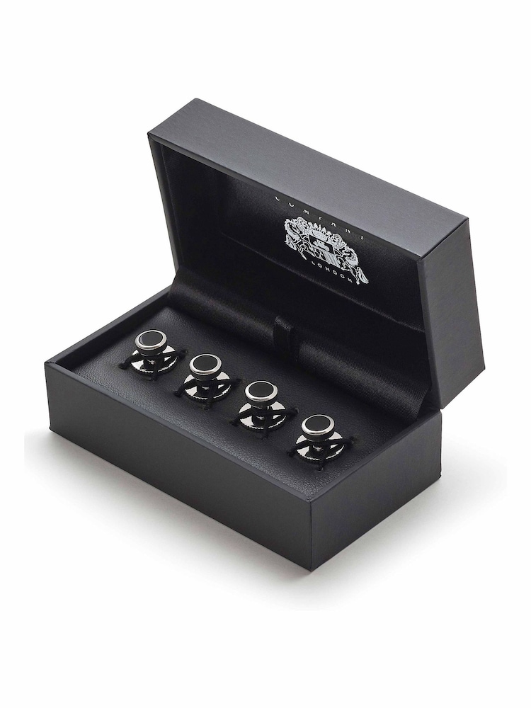Savile Row Company Silver Tone Onyx Stone Dress Shirt Studs - Image 2 of 2
