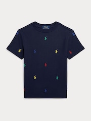 Polo Ralph Lauren Boy Polo Pony All Over Print 100% Cotton T-Shirt - Image 1 of 2