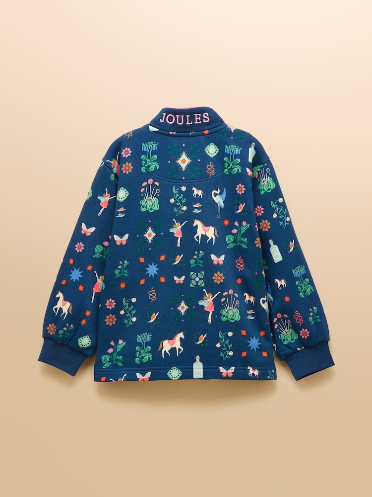Joules Girls' Burnham Navy Funnel Neck Sweatshirt - Image 2 of 4 Joules Girls' Burnham Navy Funnel Neck Sweatshirt - Image 2 of 4