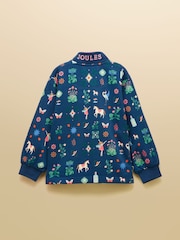 Joules Girls' Burnham Navy Funnel Neck Sweatshirt - Image 5 of 7