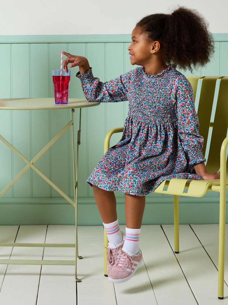 Joules Girls' Gracie Blue Floral Printed Jersey Dress - Image 2 of 6