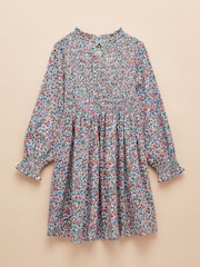 Joules Girls' Gracie Blue Floral Printed Jersey Dress - Image 4 of 6