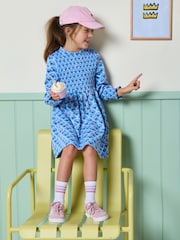 Joules Girls' Gracie Blue Printed Jersey Dress - Image 1 of 6