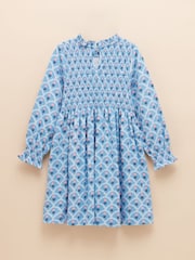 Joules Girls' Gracie Blue Printed Jersey Dress - Image 4 of 6