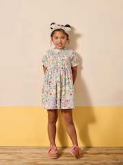 Joules Gracie Multi Short Sleeve Shirred Dress - Image 1 of 7