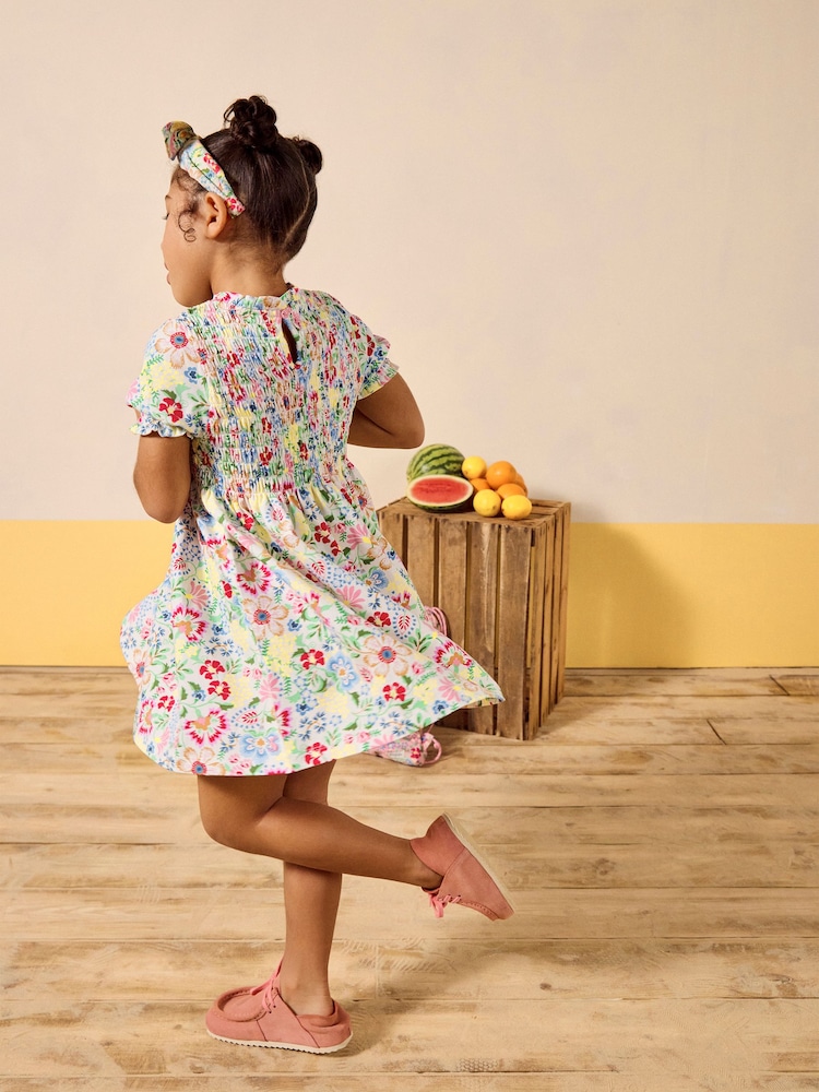 Joules Gracie Multi Short Sleeve Shirred Dress - Image 2 of 7