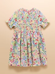 Joules Gracie Multi Short Sleeve Shirred Dress - Image 4 of 7