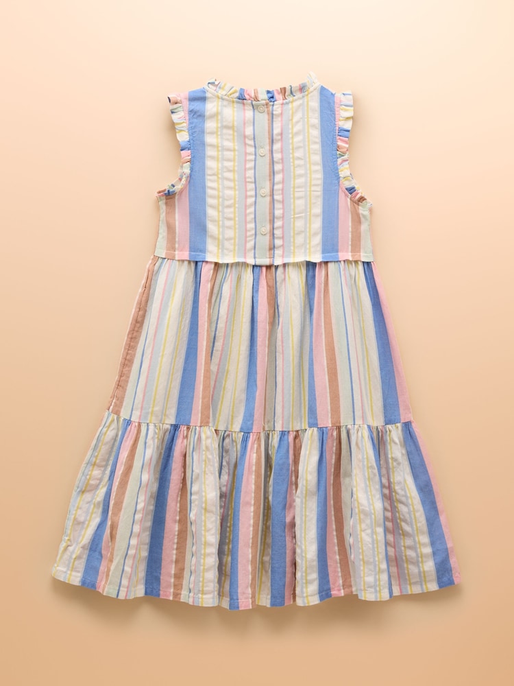 Joules Poppie Blue & Pink Woven Midi Dress - Image 2 of 4 Joules Poppie Blue & Pink Woven Midi Dress - Image 2 of 4