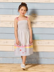 Joules Pretty As A Picture Blue Woven Bow Tie Dress - Image 1 of 5