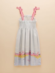 Joules Pretty As A Picture Blue Woven Bow Tie Dress - Image 3 of 5