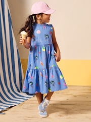 Joules Poppie Blue Woven Midi Dress - Image 1 of 8