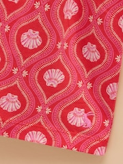 Joules Gracie Pink Shell Print Short Sleeve Shirred Dress - Image 3 of 4