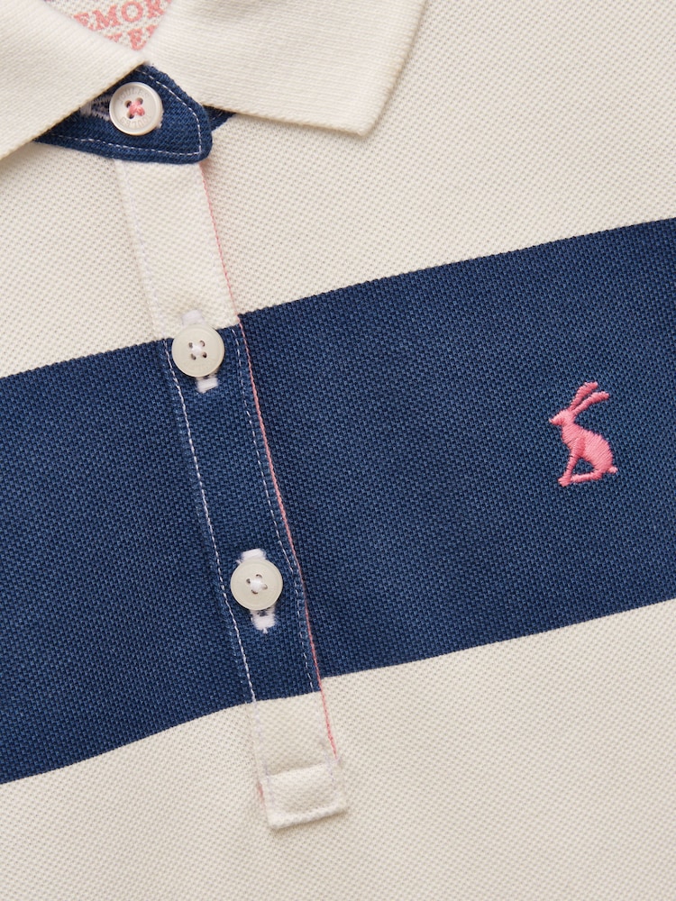 Joules Orla Blue/White Short Sleeve Polo Shirt Dress - Image 4 of 4