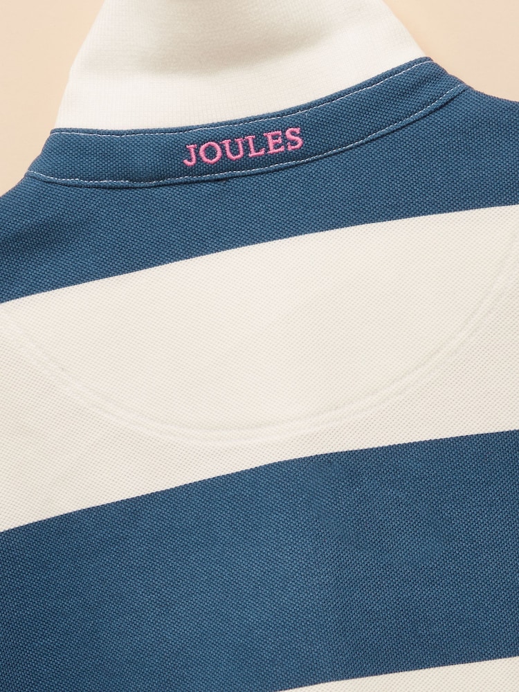 Joules Orla Blue/White Short Sleeve Polo Shirt Dress - Image 5 of 5