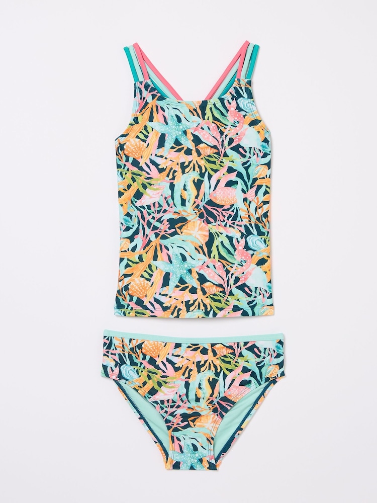 FatFace Coral Teal Blue Coral Print Tankini - Image 1 of 1