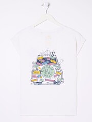 FatFace Aloa White Us Car 100% Cotton T-Shirt - Image 2 of 2