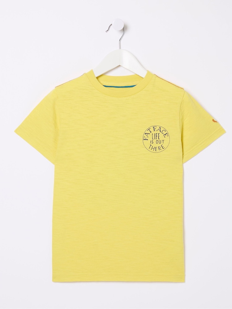 FatFace Yellow 100% Cotton Us Aloa Graphic T-Shirt - Image 1 of 2
