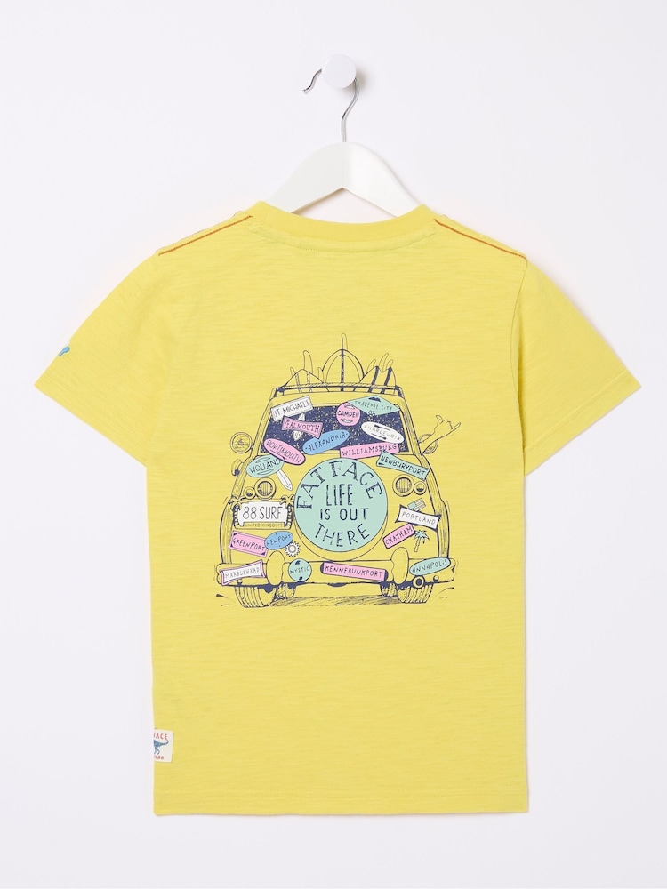 FatFace Yellow 100% Cotton Us Aloa Graphic T-Shirt - Image 2 of 2