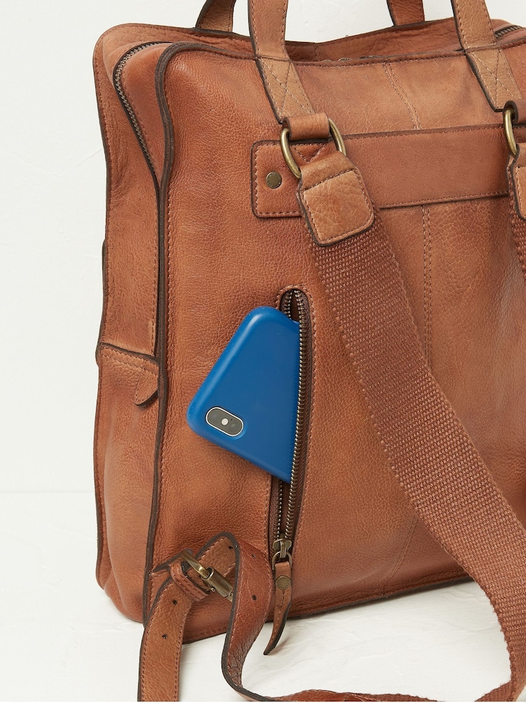 FatFace Windsor Brown Leather Rucksack - Image 2 of 3